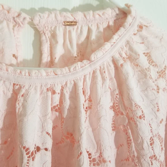 Free People Olivia Lace Top Pink Long Sleeve Size Medium - Picture 5 of 6